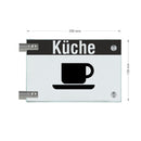 Fahnenschild Küche mit Balken, 2 Scheiben mit Glasverbinder 6