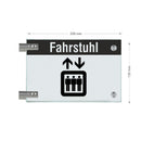 Fahnenschild Fahrstuhl mit Balken, 2 Scheiben mit Glasverbinder 8
