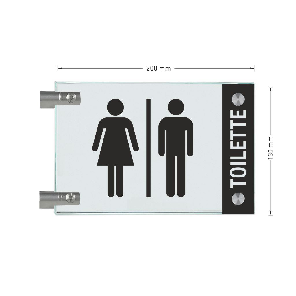 Fahnenschilder Toiletten mit Balken, 2 Scheiben mit Glasverbinder 7