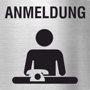 Piktogramm Anmeldung Pikto & Text Edelstahl Piktogramme Anmeldung Pikto & Text 70x70mm 2