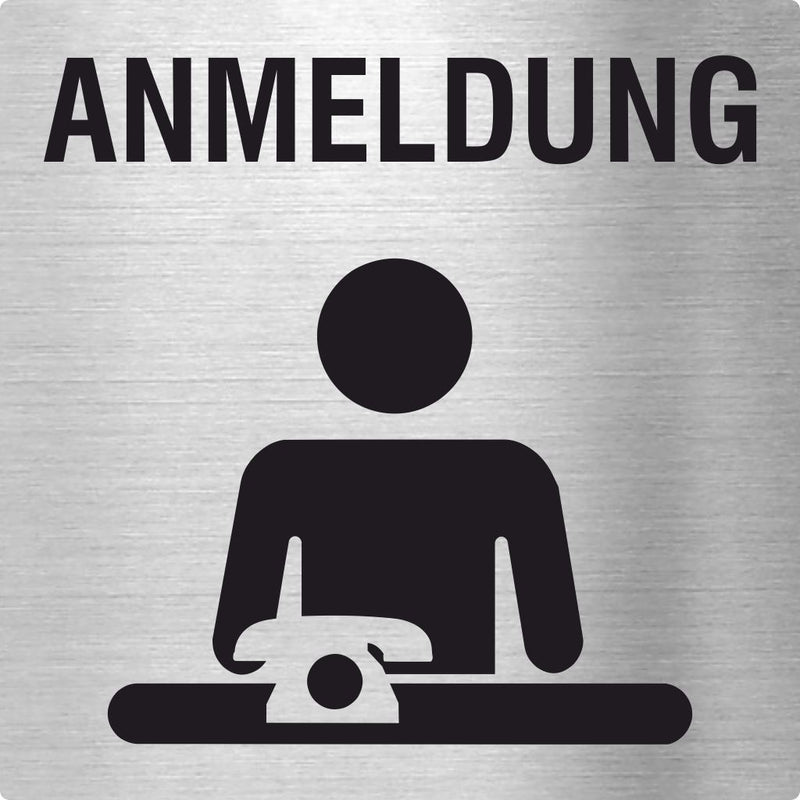Piktogramm Anmeldung Pikto & Text Edelstahl Piktogramme Anmeldung Pikto & Text 70x70mm 2