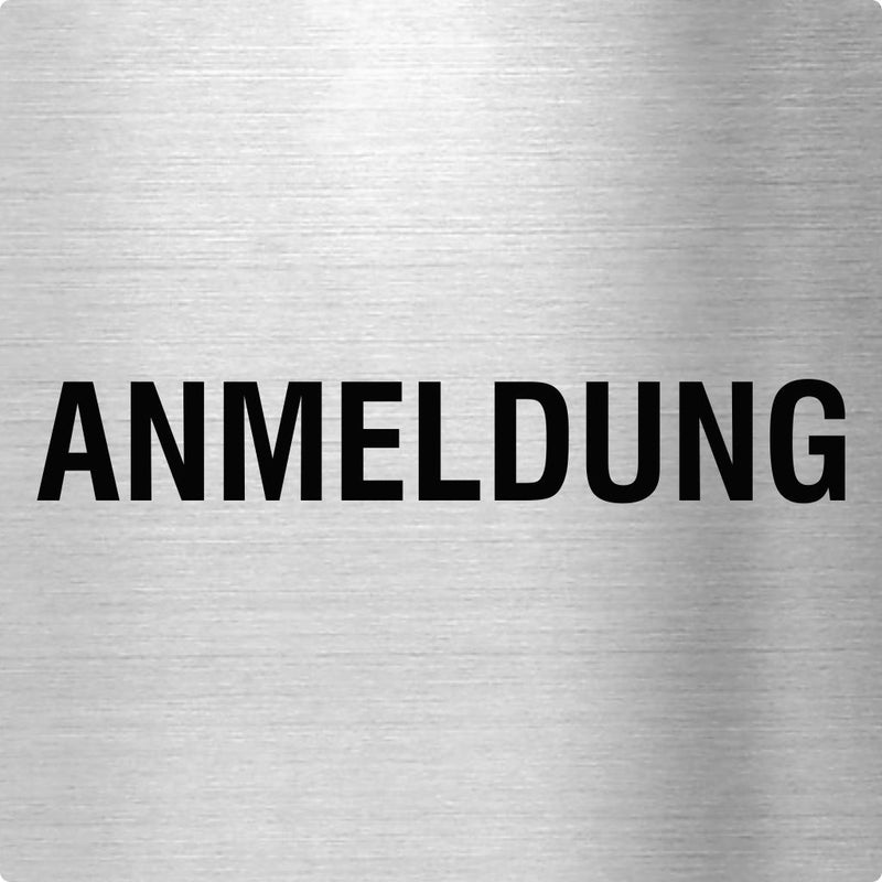 Piktogramme Anmeldung Text Edelstahl Piktogramme Anmeldung Text online-tuerschilder.com 70x70mm 