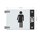 Fahnenschild Gender WC mit Balken, 2 Scheiben mit Glasverbinder 11