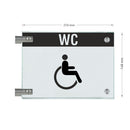 Fahnenschild Behindertengerechtes WC mit Balken, 2 Scheiben mit 8
