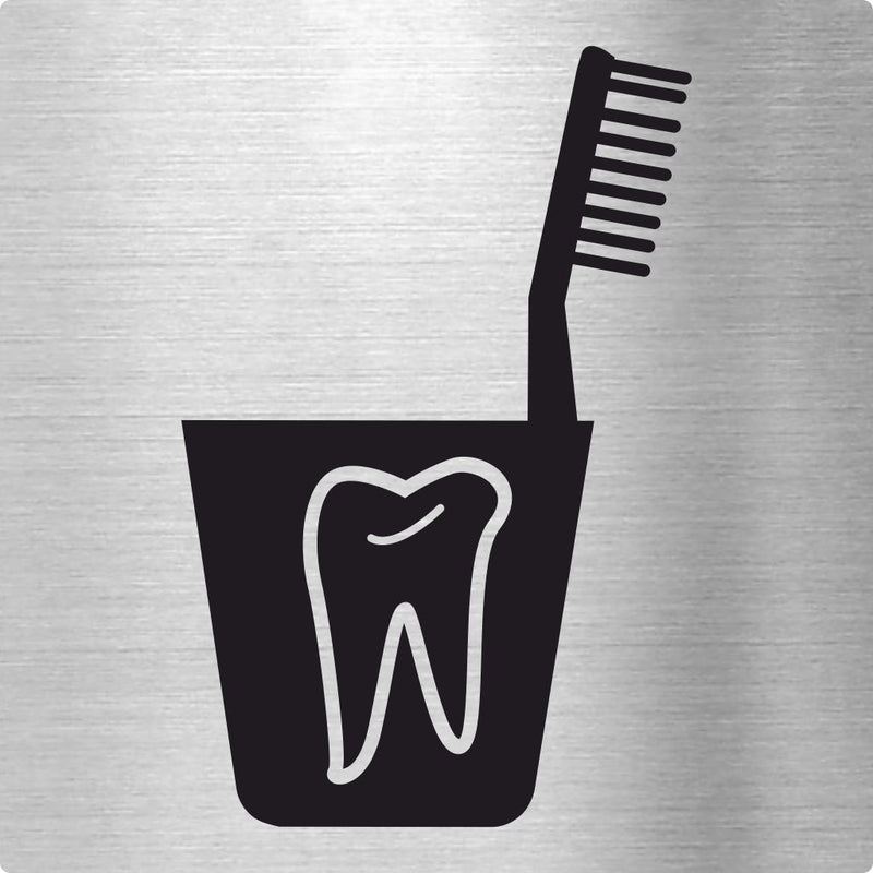 Piktogramm Zähne putzen aus Edelstahl Piktogramme WC Zähne putzen online-tuerschilder.com 70x70mm 