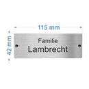 Edelstahlschild 42 x 115 mm - 4mm dick - personalisiert 