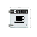 Fahnenschild Küche mit Balken, 2 Scheiben mit Glasverbinder 9