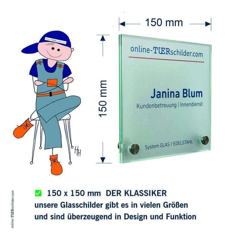 Praxisschild aus Glas Ausgang mit 2 oder 4 Haltern Praxisschild aus Glas Ausgang 1