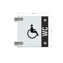 Fahnenschild Behindertengerechtes WC mit Balken, 2 Scheiben mit 11