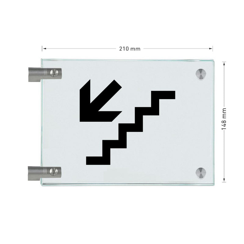 Fahnenschild Ausgang nur Piktogramm, 2 Scheiben mit Glasverbinder 6