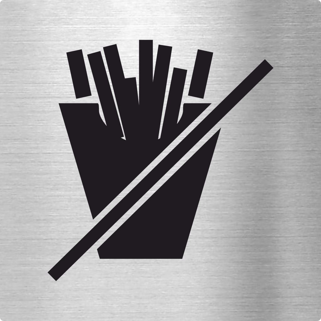 Piktogramme Keine Pommes aus Edelstahl Piktogramme Keine Pommes online-tuerschilder.com 70x70mm 
