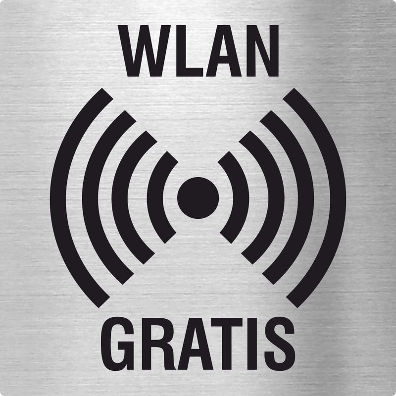 Piktogramme WLAN Gratis Edelstahl Piktogramme WLAN Gratis online-tuerschilder.com 70x70mm 