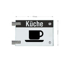 Fahnenschild Küche mit Balken, 2 Scheiben mit Glasverbinder 12