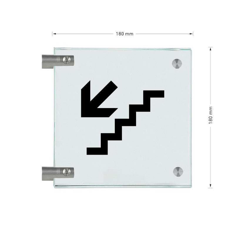 Fahnenschild Ausgang nur Piktogramm, 2 Scheiben mit Glasverbinder 7