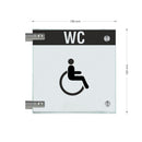 Fahnenschild Behindertengerechtes WC mit Balken, 2 Scheiben mit 12