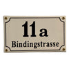 Emailleschilder personalisiert - Hausnummer klein 2 -stellig + 1. Textzeile