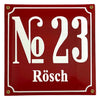 Emailleschilder personalisiert - Hausnummer groß 2 -stellig + 1. Textzeile