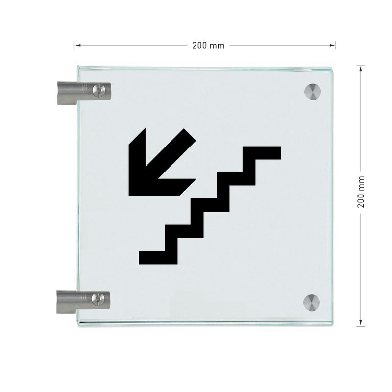 Fahnenschild Ausgang nur Piktogramm, 2 Scheiben mit Glasverbinder 8