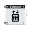 Fahnenschild Fahrstuhl mit Balken, 2 Scheiben mit Glasverbinder 16