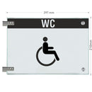 Fahnenschild Behindertengerechtes WC mit Balken, 2 Scheiben mit 15