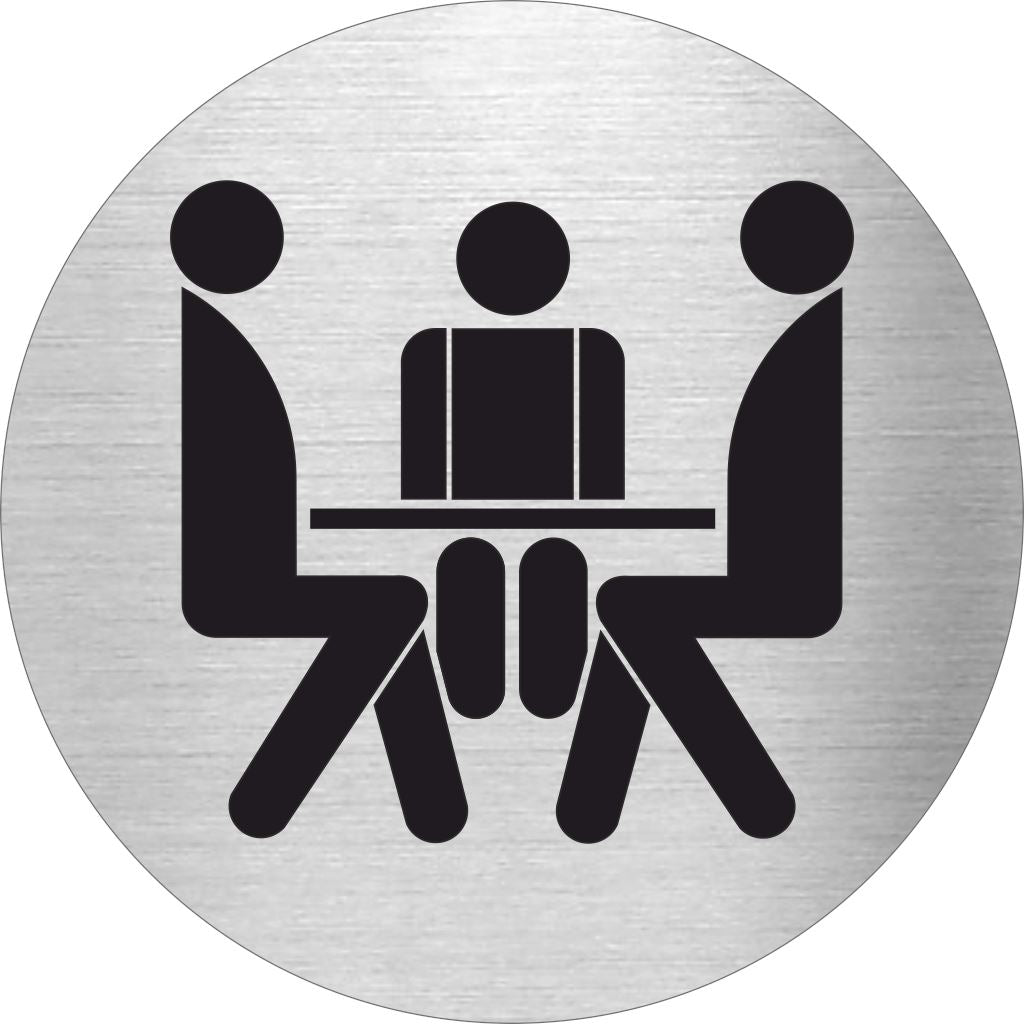 Piktogramm Besprechnung Edelstahl Piktogramme Besprechnung online-tuerschilder.com Ø 60mm 