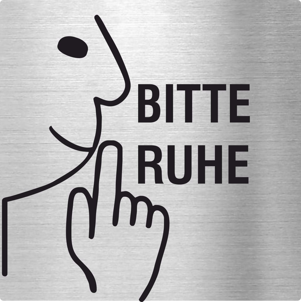 Piktogramme Bitte Ruhe Edelstahl Piktogramme Bitte Ruhe online-tuerschilder.com 70x70mm 