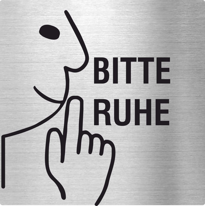 Piktogramme Bitte Ruhe Edelstahl Piktogramme Bitte Ruhe online-tuerschilder.com 70x70mm 