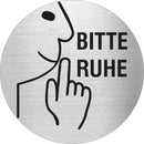 Piktogramme Bitte Ruhe Edelstahl Piktogramme Bitte Ruhe online-tuerschilder.com Ø 60mm 