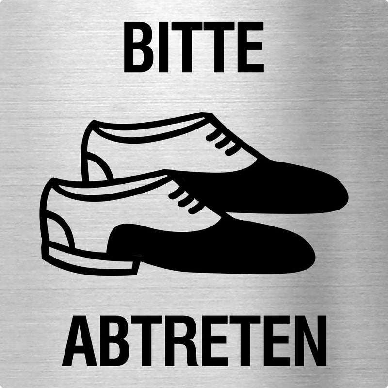 Piktogramm Bitte Schuhe abtreten Edelstahl Piktogramme Bitte Schuhe abteten 70x70mm 