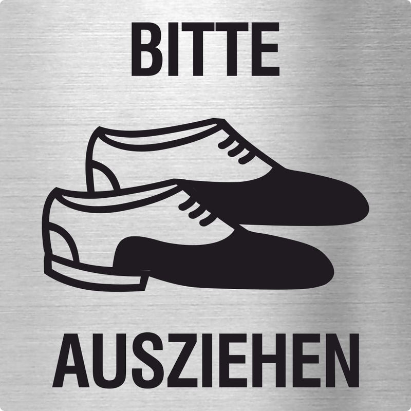 Piktogramm Bitte Schuhe ausziehen Edelstahl Piktogramme Bitte Schuhe ausziehen 70x70mm 