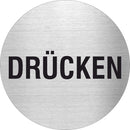 Piktogramm Drücken Edelstahl Piktogramme Drücken schwarz online-tuerschilder.com Ø 60mm 