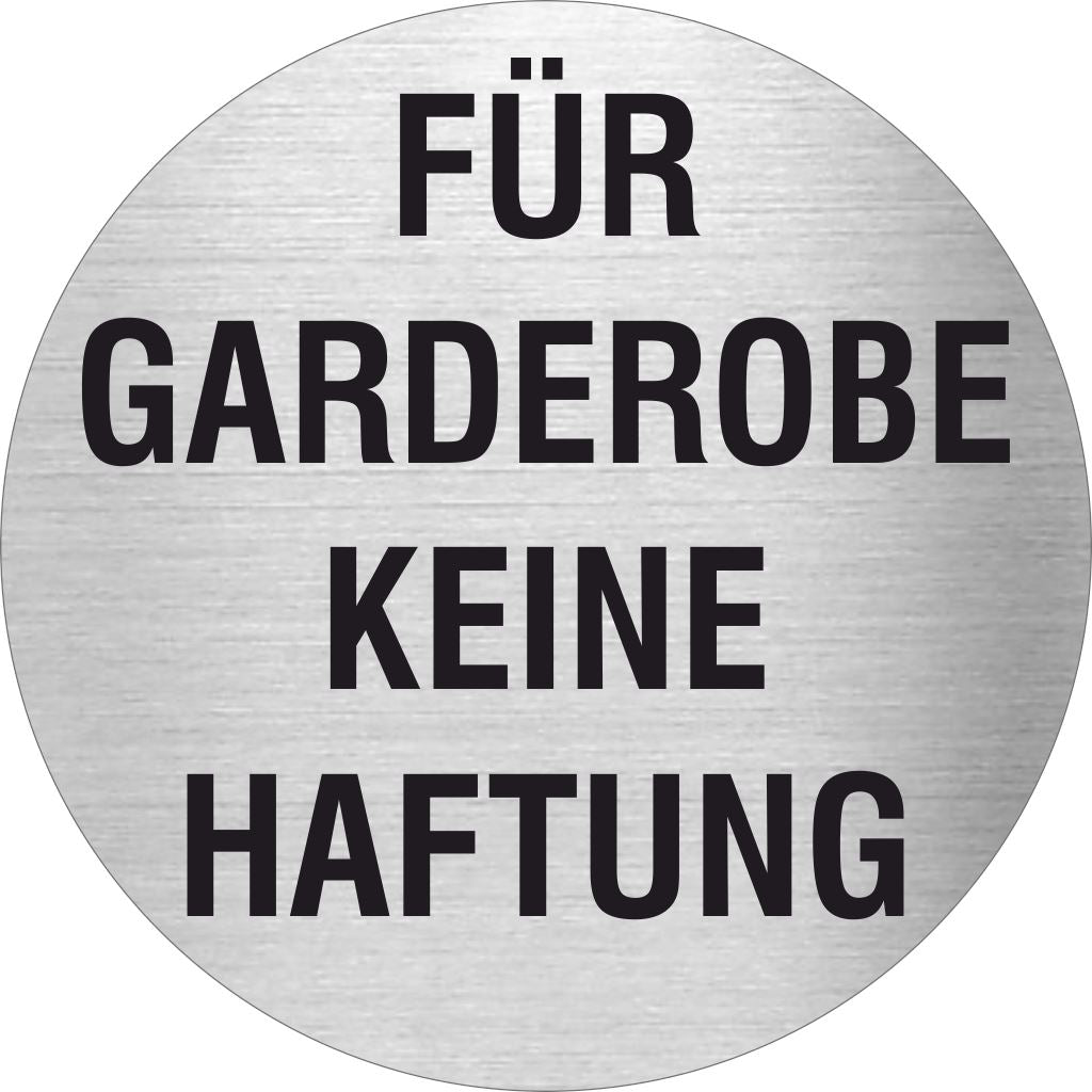 Piktogramme Für Garderobe keine Haftung Edelstahl Piktogramme Für Gaderobe keine Haftung  Ø 60mm 