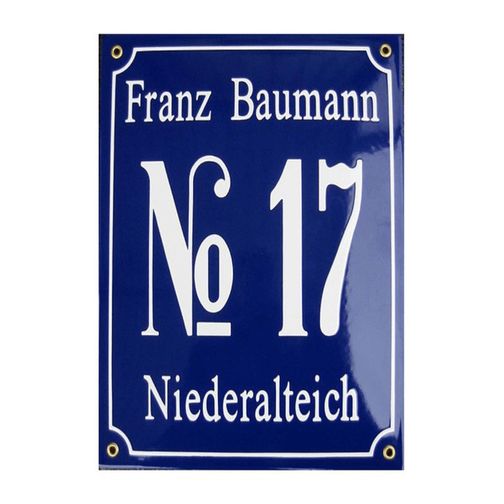 Emailleschilder Kombi - Hausnummer groß 2 1