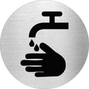 Piktogramm Hände waschen Edelstahl Piktogramme Hände waschen online-tuerschilder.com Ø 60mm 