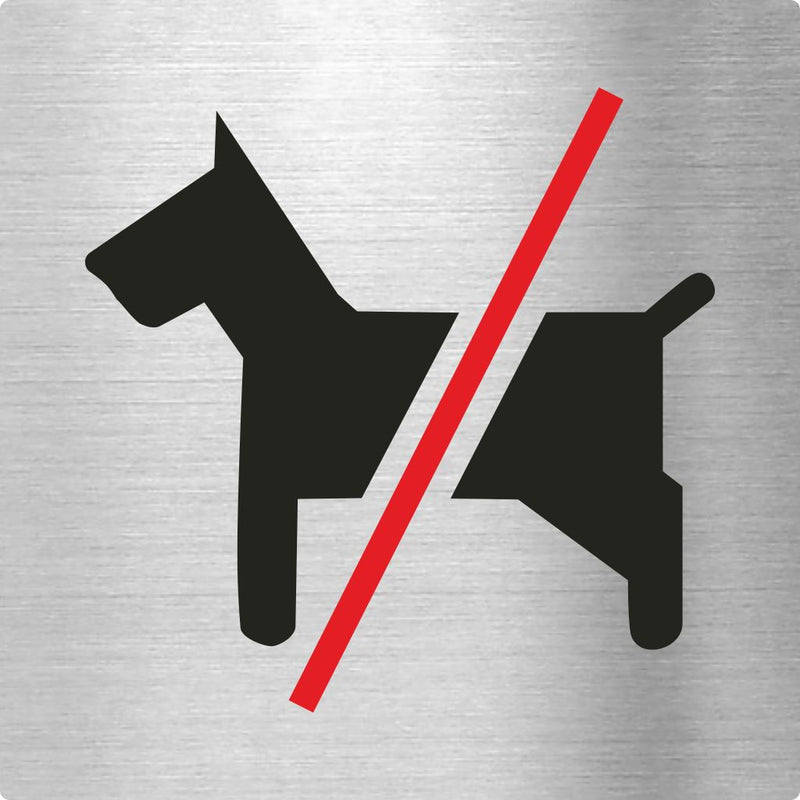 Piktogramm Hunde verboten roter Strich Edelstahl Piktogramme Hunde verboten Stich Rot  70x70mm 