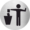 Piktogramm Müll wegwerfen Edelstahl Piktogramme Müll wegwerfen online-tuerschilder.com Ø 60mm 
