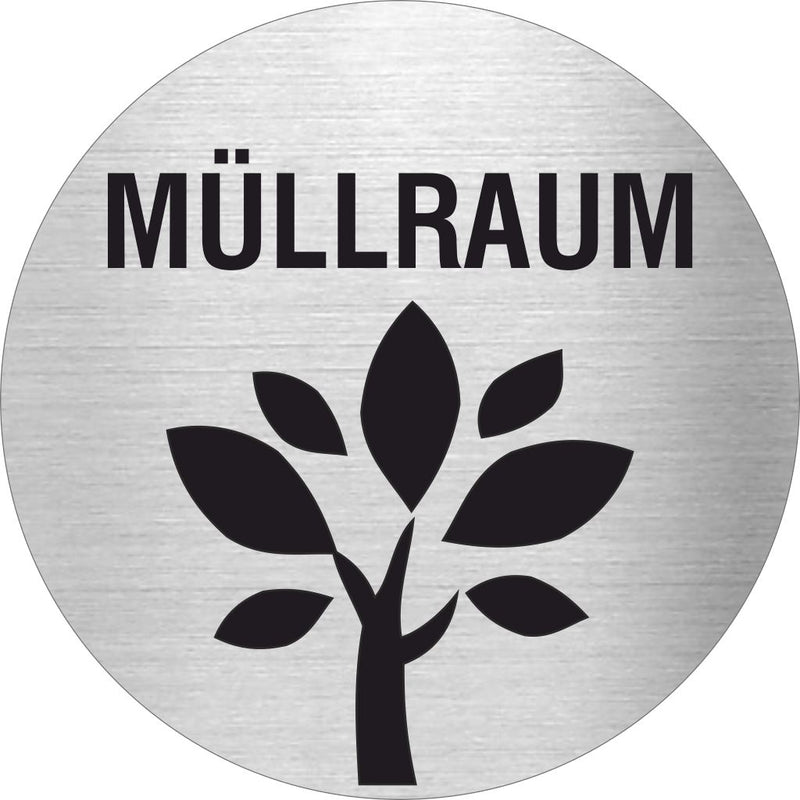 Piktogramm Müllraum Edelstahl Piktogramme Müllraum online-tuerschilder.com Ø 60mm 