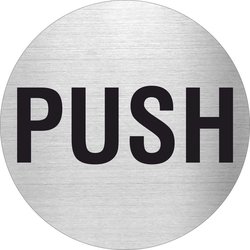 Piktogramm Push aus Edelstahl Piktogramme Push online-tuerschilder.com Ø 60mm 