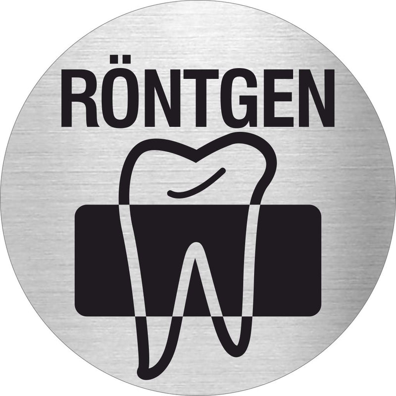 Piktogramm Röntgen Zahnarzt aus Edelstahl Piktogramme Röntgen Zahnarzt  Ø 60mm 