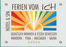 Firmenschild für Hotel & Spa - Wir gestalten Ihr Schild! Firmenschilder Glas und Edelstahl  (A4) 