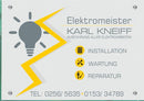 Firmenschild für Elektriker - Wir gestalten Ihr Schild! Firmenschilder Glas und Edelstahl1 (A3) 