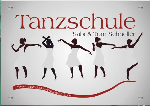 Firmenschild für Tanzschulen - Wir gestalten Ihr Schild! Firmenschilder Glas und Edelstahl  (A3) 