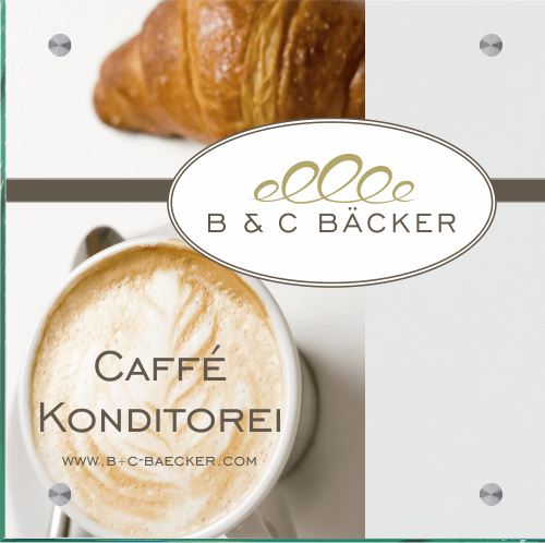 Firmenschilder für Bäcker - Wir gestalten Ihr Schild! Firmenschilder Glas und Edelstahl online-tuerschilder.com 300x300mm 