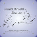 Firmenschild für Kosmetikstudios / Friseur - Wir gestalten Ihr Schild! Firmenschilder Glas und Edelstahl online-tuerschilder.com 300x300mm 