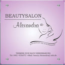 Firmenschild für Beautysalon / Nagelstudio - Wir gestalten Ihr Schild! Firmenschilder Glas und Edelstahl online-tuerschilder.com 300x300mm 