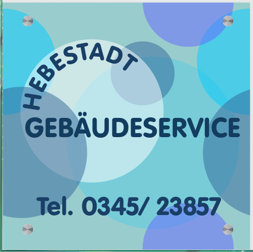 Firmenschild für Gebäudeservice - Wir gestalten Ihr Schild! Firmenschilder Glas und Edelstahl online-tuerschilder.com 300x300mm 