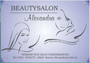 Firmenschild für Kosmetikstudios / Friseur - Wir gestalten Ihr Schild! Firmenschilder Glas und Edelstahl online-tuerschilder.com 350x500mm 