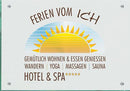 Firmenschild für Hotel & Spa - Wir gestalten Ihr Schild! Firmenschilder Glas und Edelstahl online-tuerschilder.com 350x500mm 