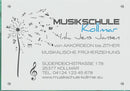 Firmenschild für eine Musikschule - Wir gestalten Ihr Schild! Firmenschilder Glas und Edelstahl online-tuerschilder.com 350x500mm 