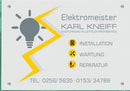 Firmenschild für Elektriker - Wir gestalten Ihr Schild! Firmenschilder Glas und Edelstahl online-tuerschilder.com 350x500mm 